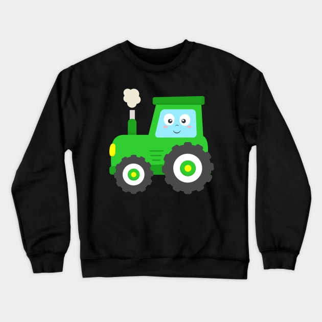 Cute Green Tractor Crewneck Sweatshirt by samshirts